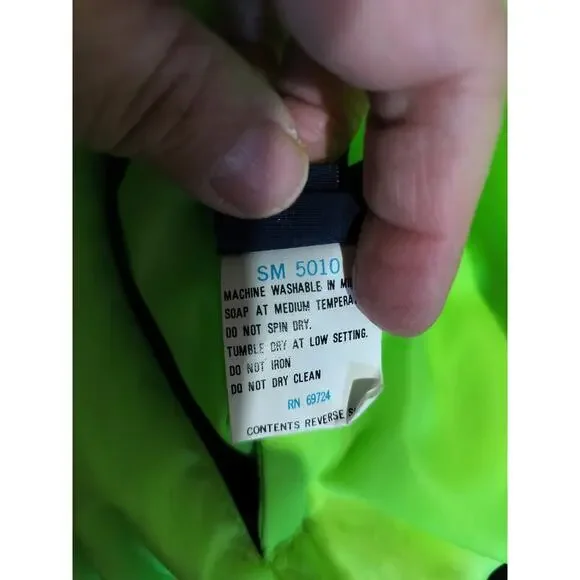 M532)Vtg Columbia Men's (Unisex) Down Puffer Reversible Neon  Zip Jacket Size XL - Picture 7 of 10